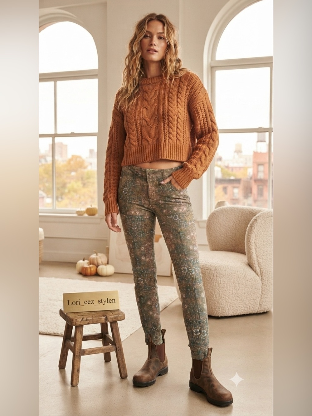 Y2K Anthropologie Olive Green Floral Skinny Jeans